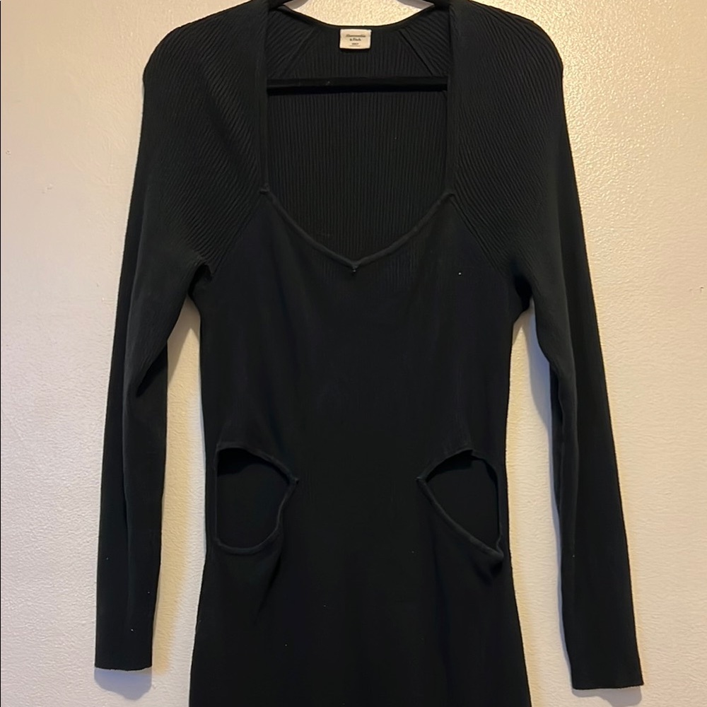 Abercrombie & Fitch Black Maxi Dress Mock Neck Long Sleeve
